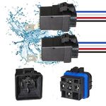 2PCS 4-PIN 40/30 AMP 12 V DC Waterproof Relay Kit Harness Socket - Heavy Duty 12 AWG Tinned Copper Wires, Automotive Relays for Boats Auto Fan Cars