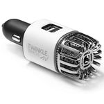 Car Air Purifier Ionizer - 12V Plug-in Ionic Anti-Microbial Car Deodorizer with Dual USB Charger - Smoke Smell, Pet and Food Odors, Allergens, Viruses Eliminator (Matte White)
