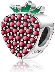 BEEUVIP Deliciosas fresas Abalorios Colgante de Cuentas Plata de Ley 925 Compatible con Europeo Pulsera Collar,Charms de Para Mujer