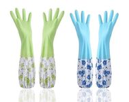Eopzo Reusable Waterproof Household Latex Hand Gloves for Kitchen Dish Washing Laundry Cleaning Gardening and Sanitation (Geen and blue)