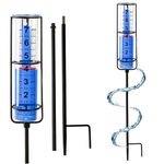 Toiclebor® 7" Capacity Rain Gauge Outdoor,Rain Gauge for Yard with Long Stake,Matte Black (RM-LBS7-002)