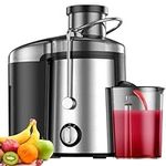 Juicer, 600W Juicer Machine with 3.5 Inch Wide Chute for Whole Fruits, High Yield Juice Extractor with 3 Speeds, Easy to Clean with Cleaning Brush, Compact Centrifugal Juicer Anti-drip