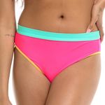 Body Glove Women's Standard Marlee High Waist Bikini Bottom Swimsuit, Bubble Gum Colorblock, Medium