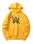 The SV Style Men's and Women's Cotton Alan Walker Printed Hooded Neck Warm Hoodie (Yellow, Medium)