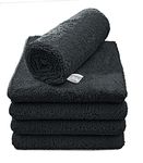 SOFTSPUN Microfiber High Loop Cleaning Cloth 5 pcs 40x60cm 380 GSM Black Thick Lint & StreakFree Super Absorbent Multipurpose Wash Towels for Kitchen Car Window Stainless Steel & Silverware.