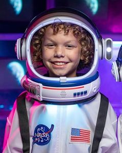 AEROSQUAD Kids Astronaut Costume with Helmet, Nasa Space Helmet Suit for Toddler with LED Lights, Movable Visor & Mission Sounds- Astronaut Suit Kids, Role Play Halloween Dress for Boys & Girls (X-L)