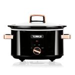 Tower T16018RG 3.5 Litre Stainless Steel Slow Cooker with 3 Heat Settings and Keep Warm Function, 210W, Black and Rose Gold