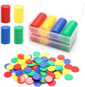 Luxiv 200Pcs Plastic Learning Counters with Storage Box, 4 Colors Bingo Chips 1 Inches Educational Counting Math Counters Manipulatives Round Game Chips Plastic Counters