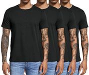 Boyzn Men's 4 Pack Cotton T-Shirts, Men's Short Sleeve Tees, Crewneck Cotton T-Shirts for Men Black/Black/Black/Black-4P03-XL