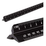 Architectural Scale Ruler, Aluminum Triangular Scale Ruler Metric 1:20, 1:25, 1:50, 1:75, 1:100, 1:125 Standard 12 Inch for Architects, Students, Draftsman and Engineers-Black