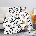 Uourmeti Kawaii Panda Throw Blanket Warm Ultra-Soft Micro Fleece Blanket for Bed Couch Living Room Decoration 43.3*51.1″