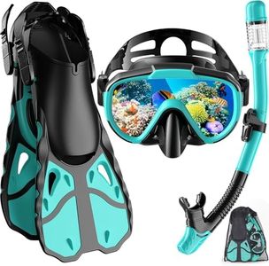 HEYInova Snorkel Set,Snorkel Set with Fins for Adults Snorkeling Gear for Adults Men and Women,Snorkel,Mask Set Adults Dry Top Snorkel Mask Combo Set with Travel Bag for Snorkeling, Diving, SwimmingXL