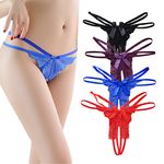 JK Home Charming Underwear Lace Transparent Bow-Knot Underpants Briefs Bikini Panties for Women 4pcs-Random Color