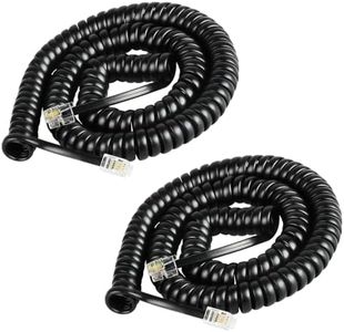 Awishwell Telephone Cord, 2 Pack RJ9 4P4C Phone Cord for Landline, 8Ft Uncoiled 1.4Ft Coiled No Tangle Phone Cord, Black Phone Line Cord