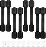 8 Pack Black Child Safety Locks, SACONELL Baby Proof Cabinets Latches with No Trapped Fingers for Cupboard/Drawers/Closet/Toilet Seat/Oven and Fridge, Free 9 Extra 3M Adhesive Pads