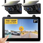 Magnetic Solar Wireless RV Backup Camera, 1080P 7" Touchscreen IPS Monitor & 2 Auto On Off Rear View Cameras, 1 Min DIY Installation, Back up Camera for Trailer Truck