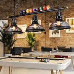 JMrider Pendant Lamp Retro Billiard 3 Candlestick Industry E27 Billiard Lamp Hanging Light Metal Wrought Iron Design Chandeliers Billiard Table Dining Table Decor Ceiling Lights Suspension Black