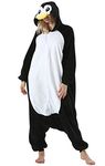 ULEEMARK Women's Adult Pajamas Unisex Animal Onesies Novelty Pyjamas Black Penguin Men's Nightwear Halloween Homewear Cosplay Costume Loungewear OnePiece for Height 148-187CM