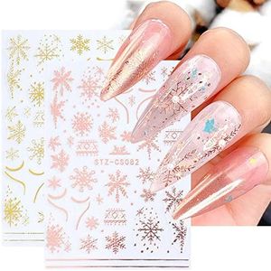7PCS Christmas Nail Sticker Decal Antlers Nail Art Supplies White Snowflake Sparkle 3D Self-Adhesive Sticker Christmas Heart Elk Gingerbread Fake Nail Design Acrylic Xmas Decorations Women