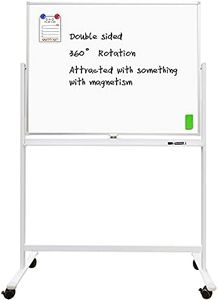 HAND IN HAND Mobile Whiteboard 110x83cm, Free Standing Double Sided Magnetic Dry Erase Board, 360° Rolling White Board with Stands on Wheels for Home Office Classroom