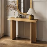 Fluted Console Table - Small Entry Table for Narrow Spaces - Living Room Furniture - Solid Wood Entryway Table - Fluted Cross Bass and Rectangular Top (Natural Oak)