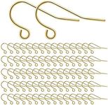 Earring Hooks 925 Silver Plated Ear Wires Fish Hook Earring for DIY Jewelry Customize Making 300 Pcs, 14K Plated Gold