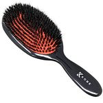 Kobe K80 Series Professional Dual-Bristle Cushion Paddle Brush - Boar Bristle Hair Brush - Smoothing Hair Brush for Blow Dry, Detangling & Straightening (Large)