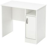 South Shore Small Computer Desk with Door, Pure White, Laminatemanufactured Wood, 19 5 L x 35 5 W x 30 25 H