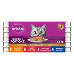 WHISKAS Perfect Portions Adult Wet Cat Food - Chicken, Beef, Whitefish and Tuna, Salmon, 75g Trays (24 pack)