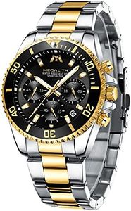 MEGALITH Mens Watches with Stainless Steel Waterproof Analog Quartz Fashion Business Chronograph Watches for Men, Auto Date