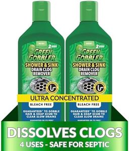 Green Gobbler Ultra Concentrated Drain Clog Remover & Cleaner | Powerful Hair, Grease & Soap Dissolver for Bathroom, Kitchen, Shower, Sink & Toilet | Safe for Pipes & Septic Systems | 2 Pack