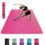 HAPBEAR Extra Large Yoga Mat - 72"x48"x6mm (1/4 inch), Non-Slip, Durable, Thick Wide Exercise Mat for Home Workouts, Yoga, Pilates, Stretching, Meditation (Barefoot Exercise) - Pink