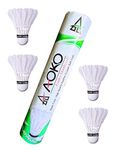 AOKO Super Cork Feather Shuttlecocks for Badminton – Durable Goose Feather | Stable Flight | High Speed | Tournament Grade – Pack of 10 | White