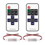 VIPMOON 2 Pack 11 Key RF Mini Wireless Remote Controller with DC 5-24V Wireless Remote Controller for Single Color 3528 5050 LED Strip Lights