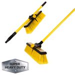 Heavy Duty Garden Brush Yard Brush | Industrial Garden Broom | Telescopic Handle Stiff Yard Brush | Hard brush for yard, garden, terrace | 145 cm long adjustable handle Yard Broom | TuulKIT