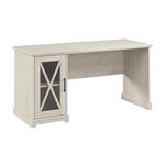Bush Furniture Lennox Farmhouse Desk with Storage Cabinet | Computer Table for Home Office Workspace, 60W, Linen White Oak