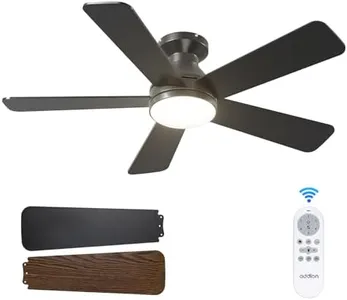 addlon Ceiling Fans with Lights, 42 Inch Low Profile Ceiling Fan with Light and Remote Control, Flush Mount, Reversible, 3CCT, Dimmable, Quiet, Black Small Ceiling Fan for Bedroom Indoor/Outdoor Use