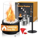 BRIAN & DANY Tabletop Bio Ethanol Fireplace with Cylindrical Glass