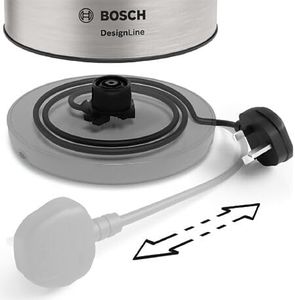 Bosch DesignLine Stainless Steel Cordless Kettle 1.7L – Silver & Black