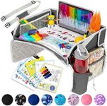 PILLANI Kids Travel Tray for Car - Car Seat Tray for Kids Travel, Car Trays for Kids Roadtrip Essentials, Carseat Table Tray for Kids Road Trip Activities - Toddler Lap Desk Organizer for Airplane