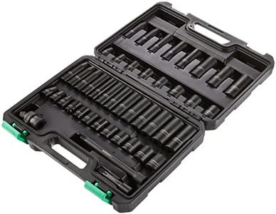 Amazon Brand - Denali 44-Piece 0.95CM Drive 6 Point Shallow & Deep Impact Socket Set, SAE/Metric Size with Carrying Case
