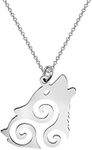 Wolf Pendant Necklace Teen -W Necklace Symbol Howling Wolves Jewelry, Rhinestone