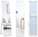 Giantex 160 cm x 37cm Full Length Mirror, Floor Mirror with Stand, Free Standing or Wall Mounted Mirror, Full Body Mirror, Standing Hanging Dressing Mirror for Bedroom Living Room, White