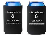 Beer Can Holder Coolie Coozie Quarantine Meme 6 Feet Away Social Distancing Pandemic Corona Coozie Coozy Set of 2