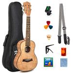 Kmise Ukulele 23 Inch Concert Ukelele For Beginner Kit Classical Type Tiger Flame Okoume Body…