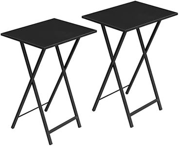 HOOBRO Folding TV Tray Tables, Set of 2 Side Tables for Small Space, Industrial Snack Eating at Couch, Stable Metal Frame, Easy Assembly, Space Saving, Black BK25BZ01