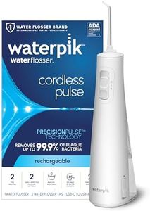 Waterpik Cordless Pulse Rechargeable Portable Water Flosser for Teeth, Gums, Braces Care and Travel with 2 Flossing Tips, Waterproof, ADA Accepted, WF-20 White, Packaging May Vary