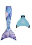 Mayfair Poppy Mermaid Tail with Blue Magic Fin Monofin for swimming and costume fun (Age 12-14)