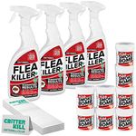 CritterKill Flea Killer Kit - For High Level Home Infestation - Professional Flea Spray + Smoke Bombs + Insect Traps (4L / 8x16g / 12)