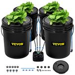 VEVOR DWC System, 5 Gallon 4, Deep Culture Bucket, Hydroponics Grow Kit with Pump, Air Stone and Water Level Device, for Indoor/Outdoor Leafy Vegetables, Black